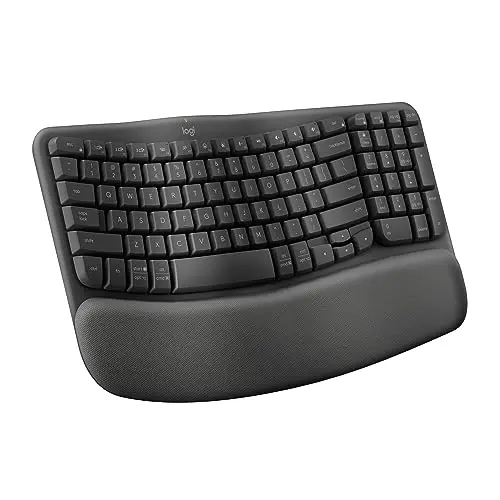 Logitech Wave Keys compact wireless ergonomic keyboard with wavy keys and palm rest