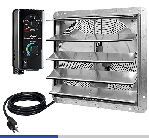 iLIVING 20 inch silver wall mounted shutter exhaust fan with thermostat controller
