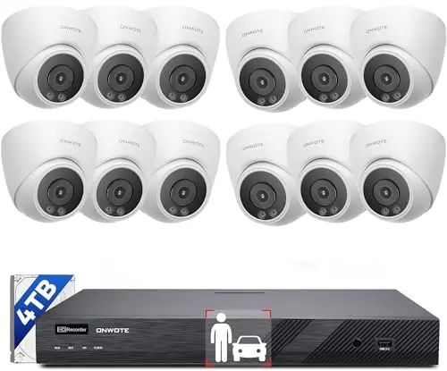 ONWOTE 12-camera PoE security system with facial recognition technology