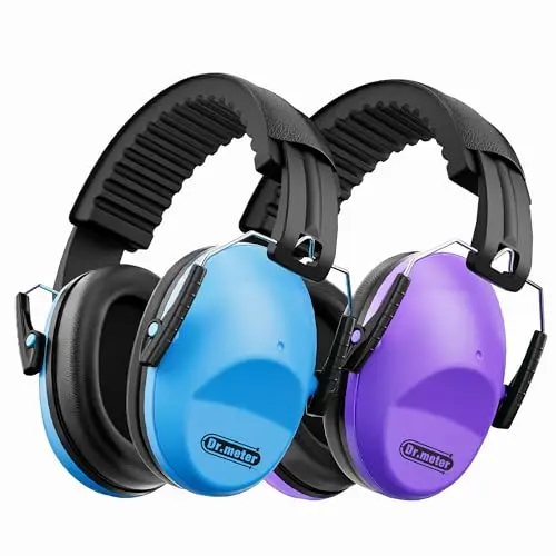 Dr.meter two-pack of blue and purple adjustable ear protection muffs