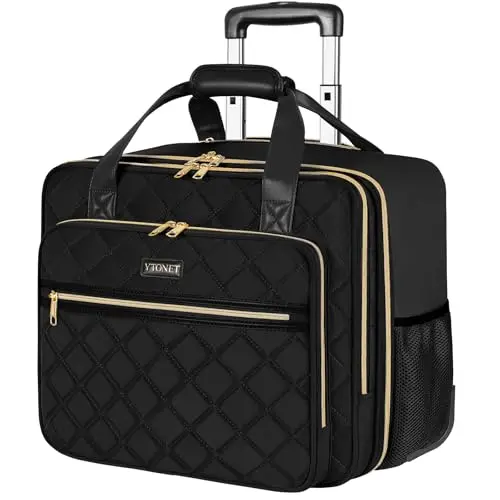 Ytonet rolling laptop bag for women in black with wheels
