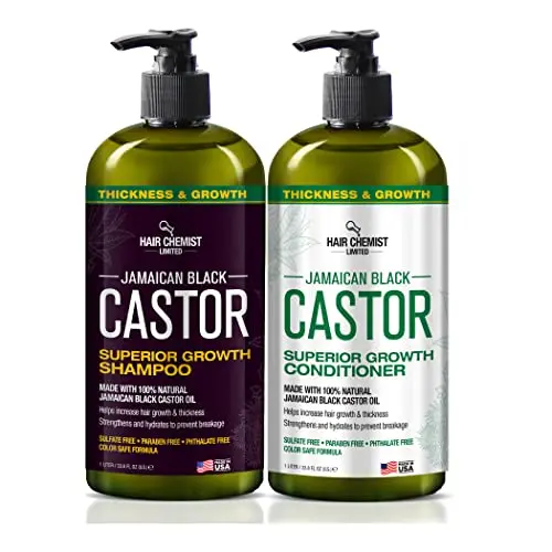 Hair Chemist Superior Growth Jamaican Black Castor Shampoo and Conditioner set in 33.8oz bottles