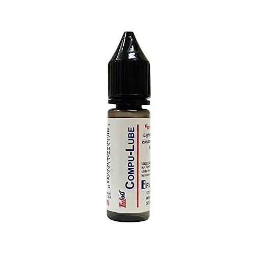 Compu-Lube dropper bottle of synthetic PTFE-enhanced lubricating oil for electronics