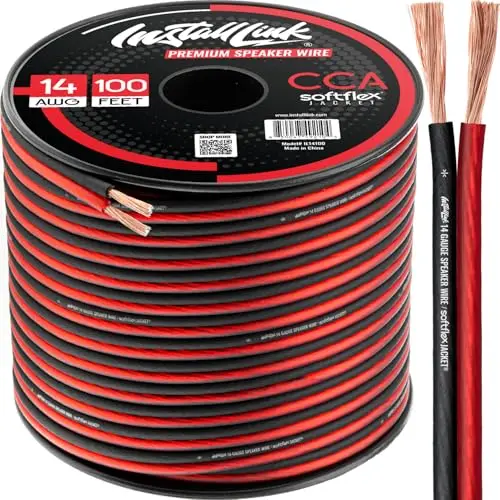 Install Link 100ft spool of frosted red and black 14 gauge speaker wire