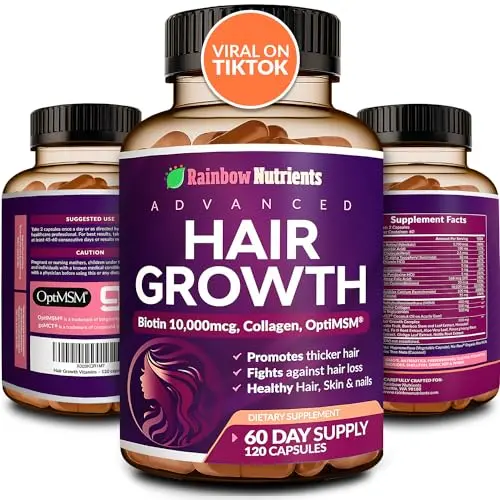 Rainbow Nutrients Hair Growth Vitamins supplement bottle
