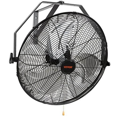 VEVOR black waterproof wall mounted fan tilted on a mounting bracket