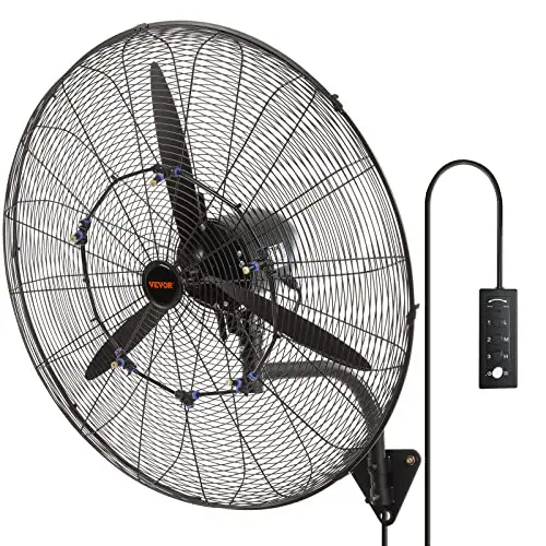 VEVOR large 30-inch black industrial wall-mount misting fan