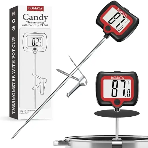 BOMATA TL501 black candy thermometer with pot clip attached