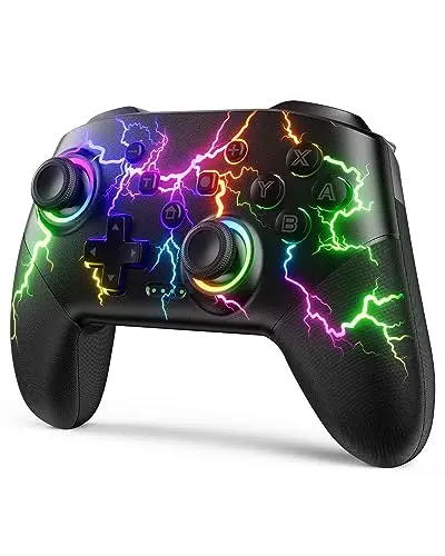 VOYEE Wireless Switch Pro Controller with RGB lighting bolt