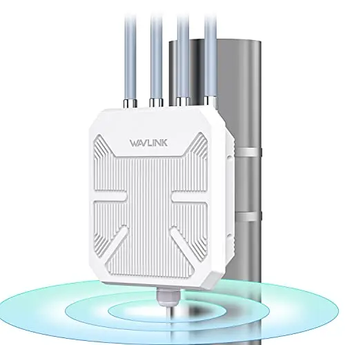 WAVLINK AX1800 Outdoor WiFi 6 Extender mounted on a pole
