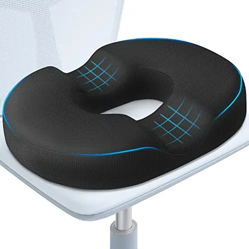 BlissTrends black donut pillow seat cushion on a car seat