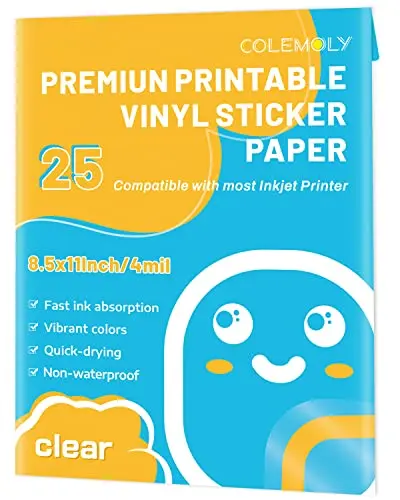 Colemoly clear printable vinyl sticker paper sheets