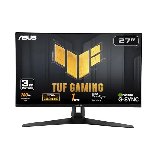 ASUS TUF Gaming 27-inch 1440p 180Hz IPS monitor on a desk
