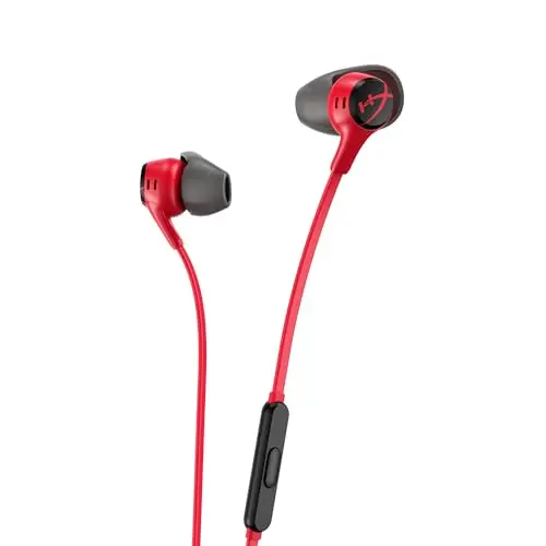 HyperX Cloud Earbuds II in red with hard-shell carrying case