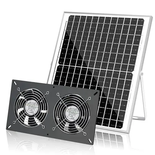 Fanspex solar powered dual fan kit for chicken coop or greenhouse