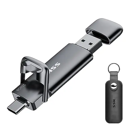 SSK 256GB black dual USB-C and USB-A flash drive