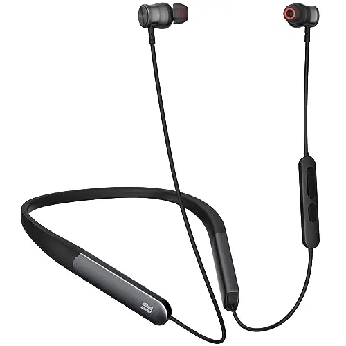 Rythflo WH03 black neckband headphones with magnetic earbuds