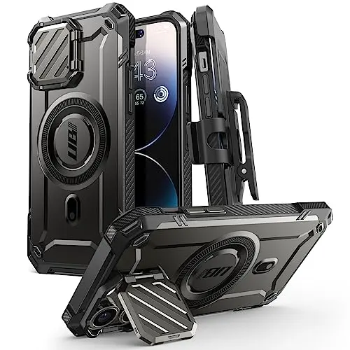TOCOL black translucent matte magnetic case for iPhone 14 Pro Max with raised camera guard