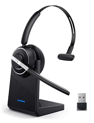 PrancyBt Bluetooth headset with microphone on charging dock
