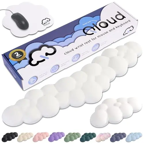 Create-ables Qloud white cloud-shaped wrist rest and mouse pad set