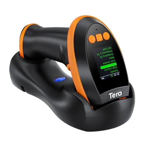 Tera Pro wireless barcode scanner with color screen and charging cradle
