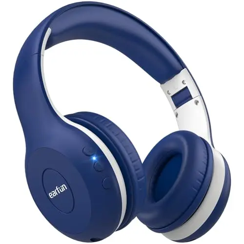 EarFun K2 blue wireless over-ear Bluetooth headphones for kids.