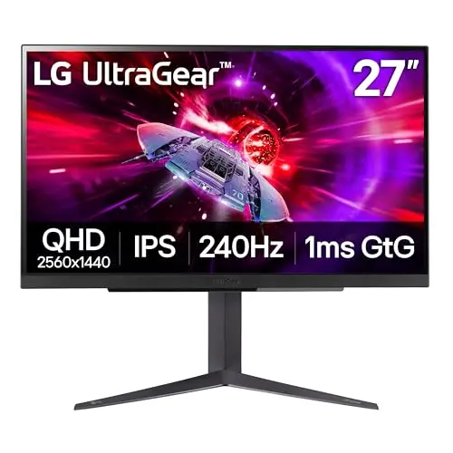 LG 27-inch UltraGear 1440p 240Hz IPS gaming monitor with ergonomic stand