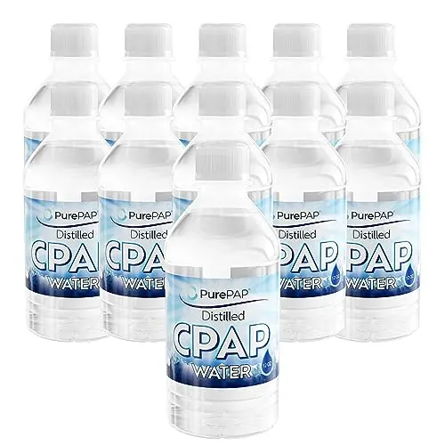 PurePAP distilled water in a 12-pack of 12oz bottles