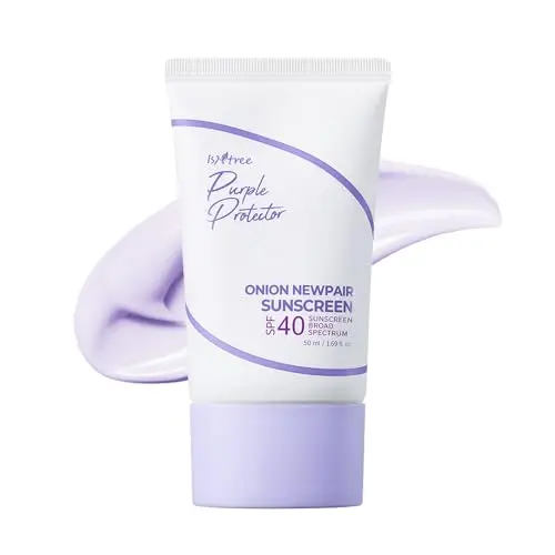 ISNTREE Onion Newpair Sunscreen bottle with purple tint