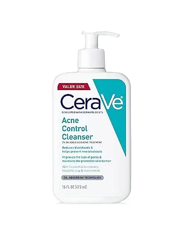 CeraVe Acne Control Cleanser bottle with blue gel formula