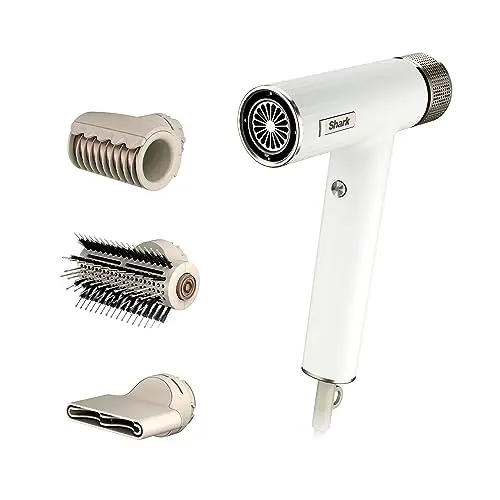 Shark SpeedStyle hair dryer with three magnetic attachments for gloss finishing, smoothing, and concentrator airflow