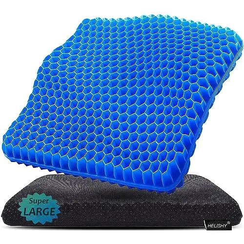 Helishy blue jumbo-sized gel seat cushion with honeycomb pattern