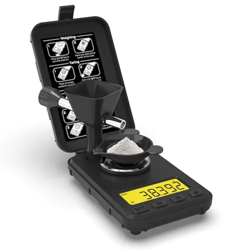 MAXUS digital reloading scale with powder trickler and multi-color backlight