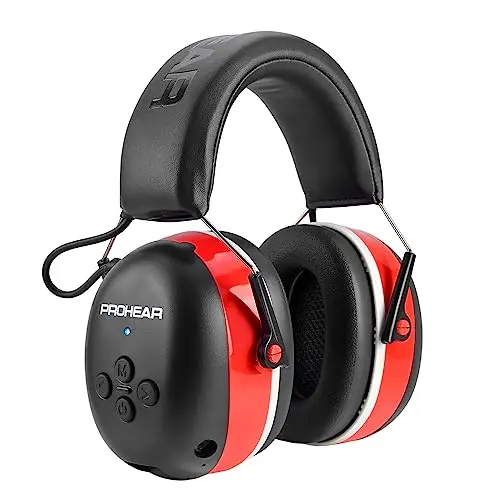 PROHEAR 037 red Bluetooth hearing protection earmuffs for mowing and construction