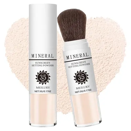 Meilury SPF 35 translucent mineral sunscreen powder with brush