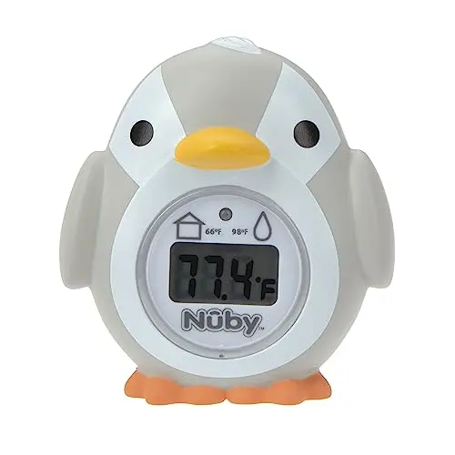 Nuby penguin-shaped digital baby bath and room thermometer.