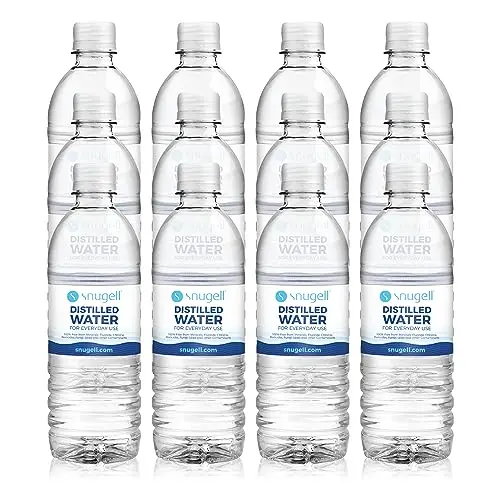Snugell everyday distilled water in a 12-pack of 16.9oz bottles