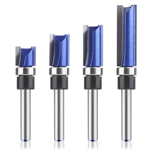 UTRUSTTO set of four bottom-bearing flush trim router bits