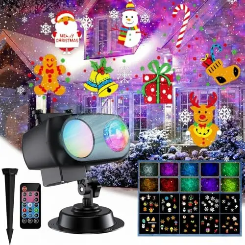 COOLWUFAN rectangular projector with two heads projecting different colored wave patterns.