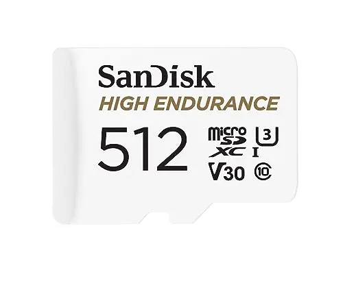 SanDisk 512GB High Endurance microSDXC card for dash cams and security cameras