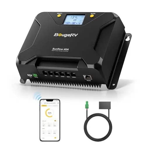 BougeRV 40A MPPT solar charge controller with LCD screen and aluminum heat sink