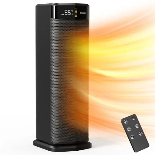 BREEZOME dark grey tower space heater with wide oscillation