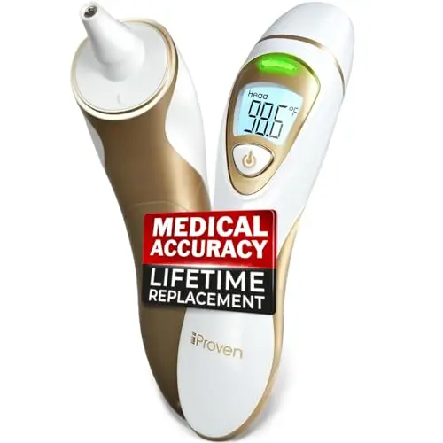 iProven Pro Series white and gold ear and forehead thermometer