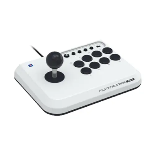 HORI Fighting Stick Mini for PS5, PS4, and PC on a gaming desk