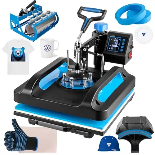 Topdeep Pro heat press machine with a large tumbler attachment