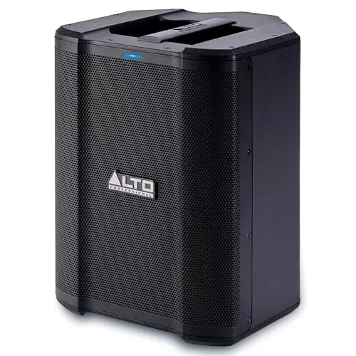 ALTO Busker portable black PA speaker with handle on a city street
