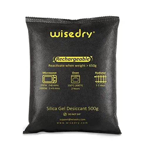 Wisedry four pack of large 500 gram silica gel dehumidifier bags