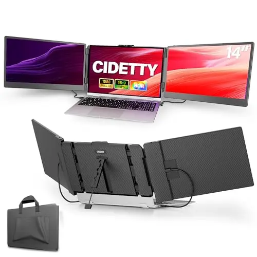 CIDETTY 14-inch FHD portable triple monitor for laptops