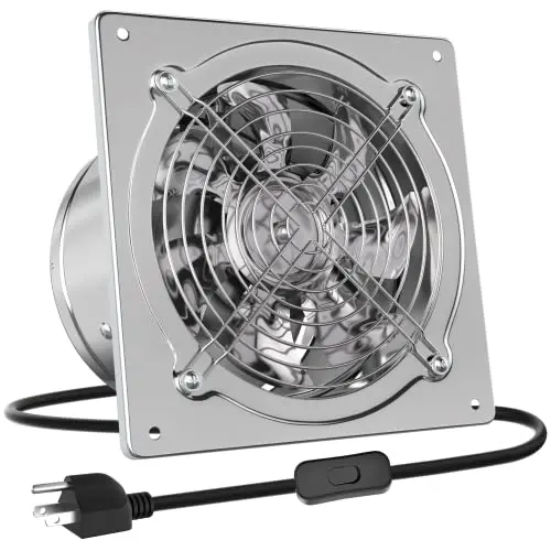 HG Power 10 inch silver metal exhaust fan with switch and damper