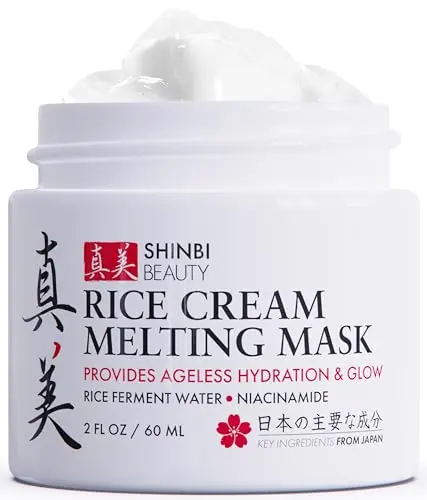 Shinbi Beauty rice cream mask in jar with natural ingredients